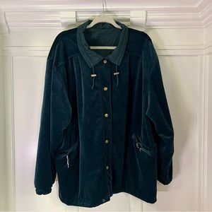 Vintage Oversized Teal Velvet Grunge Jacket UNISEX